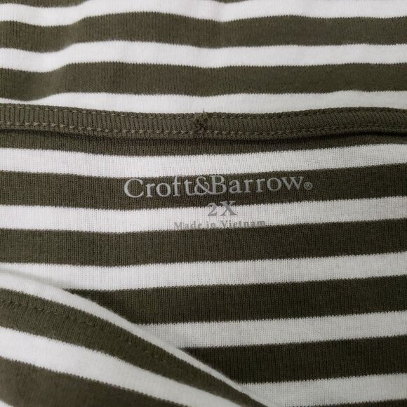 Croft & Barrow Womens Square Neck Top Size 2X Green Preppy Capsule Casual Earthy - Picture 3 of 9